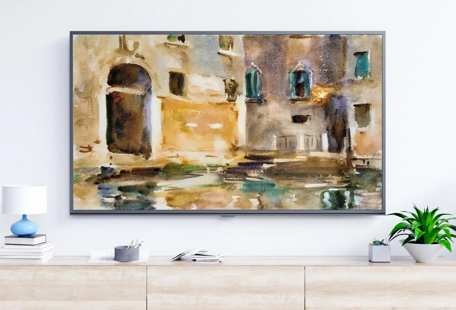 Included artwork preview showing first selection of artworks from Venice Italy Wall Art, Enhanced Vintage Italy Painting, City Landscape Frame TV Art. Digital Download, Art for Tv, Colorful Art for Frame TV.