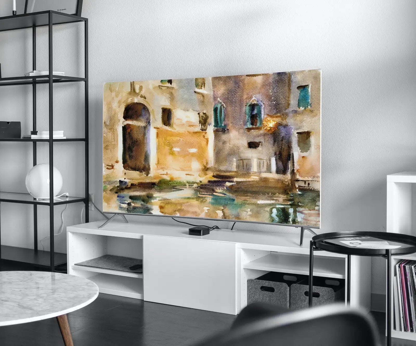 Detail view of artwork from Venice Italy Wall Art, Enhanced Vintage Italy Painting, City Landscape Frame TV Art. Digital Download, Art for Tv, Colorful Art for Frame TV. (variation 1)