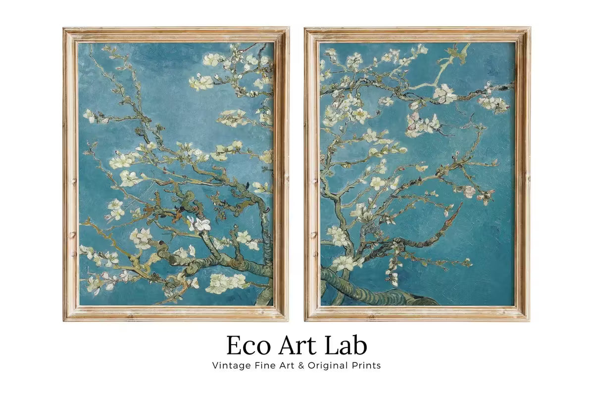 Vincent van Gogh Almond Blossom. Set of 2 Prints. Printable Famous Fine Art Prints. Instant Download. Vintage Botanical 2 Piece Wall Art – Printable Wall Art Set