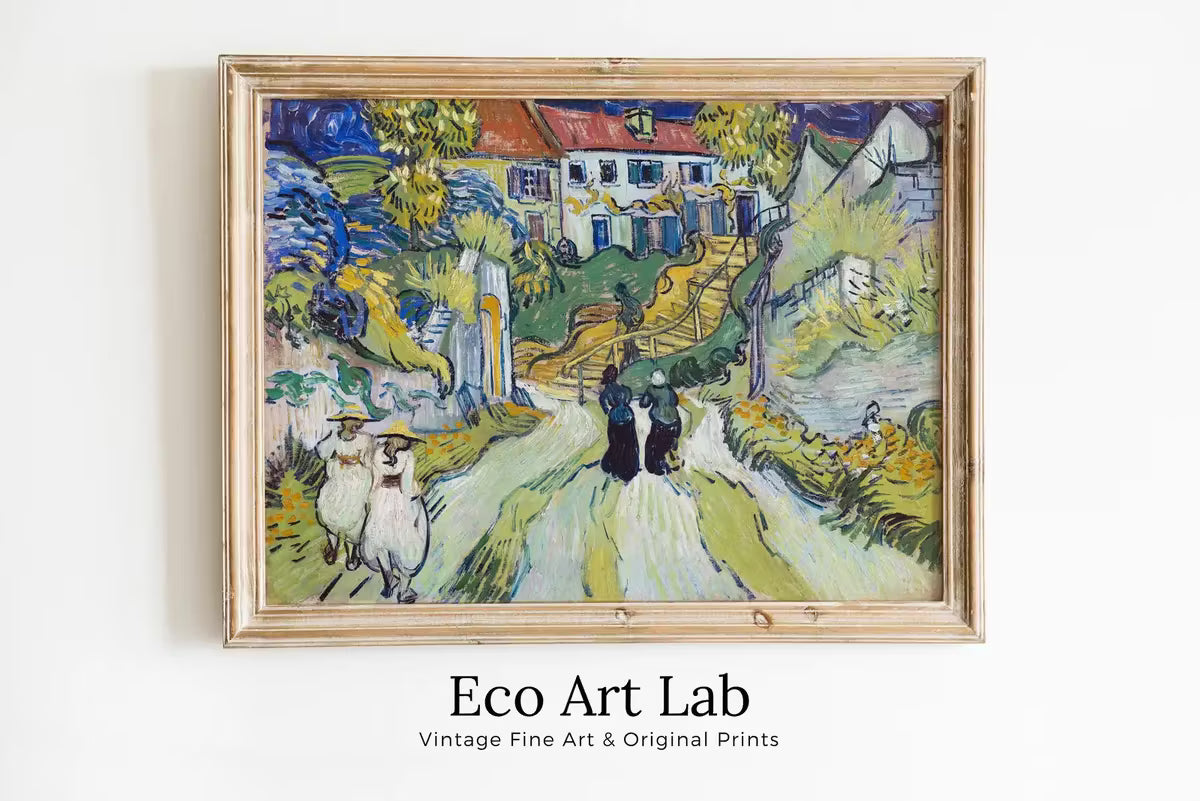 Vincent van Gogh Stairway at Auvers Printable Famous Art Prints. Instant Download van Gogh Print City Vintage Oil Painting. Fine Art Print – Printable Wall Art