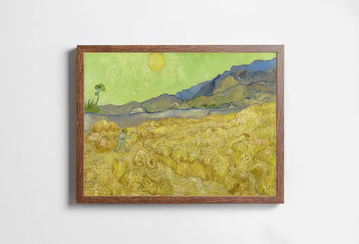 Vincent van Gogh Wheatfield With a Reaper. Printable Famous Art Print. Instant Download van Gogh Print. Vintage Art Landscape Painting. – Printable Wall Art