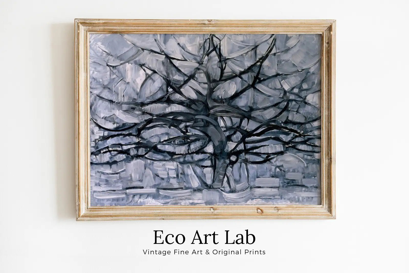 Framed view of Vintage Gray Tree Abstract Famous Painting Art Print. Printable Minimal Art Prints. Aesthetic Wall Art. Minimalist Abstract Fauvism Poster – printable wall art digital download.