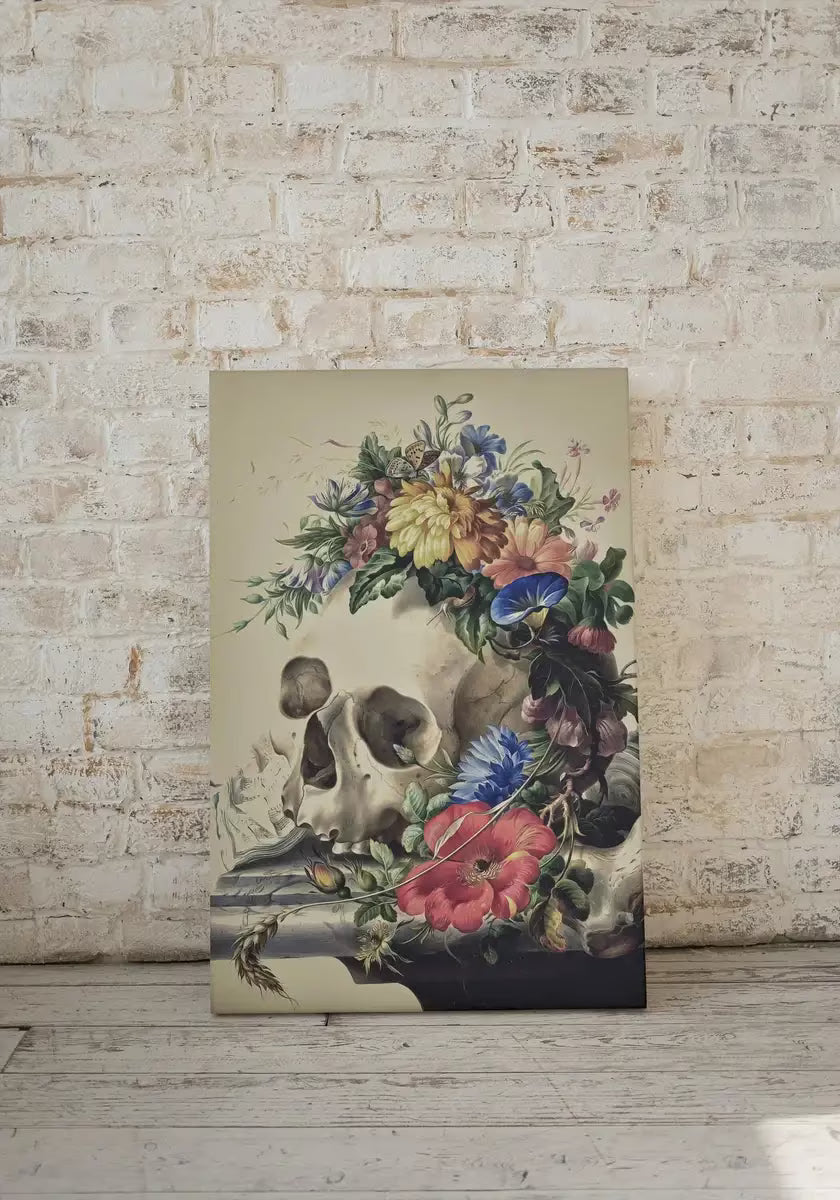 Vintage Skull Painting Set of 2 Prints. Printable Wall Art, Skull With Colorful Flowers, Floral Skull Print 2 Piece Wall Art. Skull Poster – Printable Wall Art Set