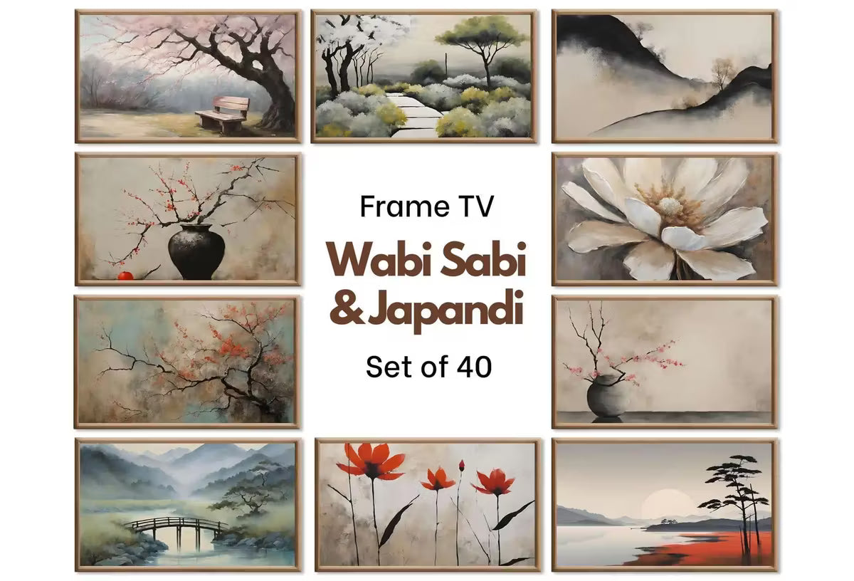 Wabi Sabi Frame TV Art – Japandi Wall Art – Minimalist Neutral TV Art Set – Wabisabi Japanese Art for Samsung Frame TV – 4K 8K Download – Frame TV Art Set