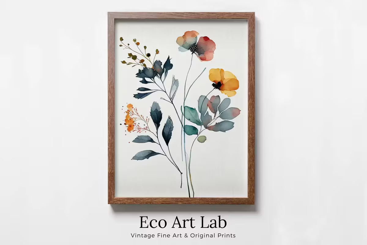 Watercolor Botanical Print. Printable Flower Watercolor. Floral Printable Wall Art. Boho Floral Art. Wild Flowers Art. Floral Minimalist Art – Printable Wall Art