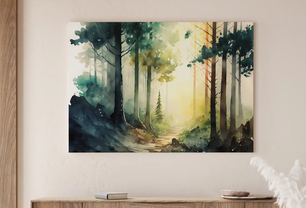 Watercolor Forest Landscape Printable. Printable Wall Art. Colorful Forest Trees Painting Print. Digital Art. Nature Decor. Forest Painting – Printable Wall Art