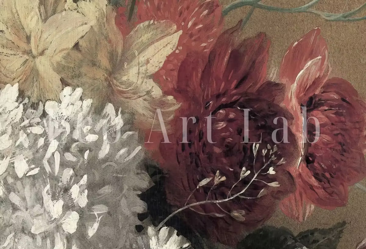 Wild Flower Still Life Painting | Neutral Vintage Wall Art | Printable Downloadable | Bouquet of Flowers | Botanical Farmhouse Print – Printable Wall Art