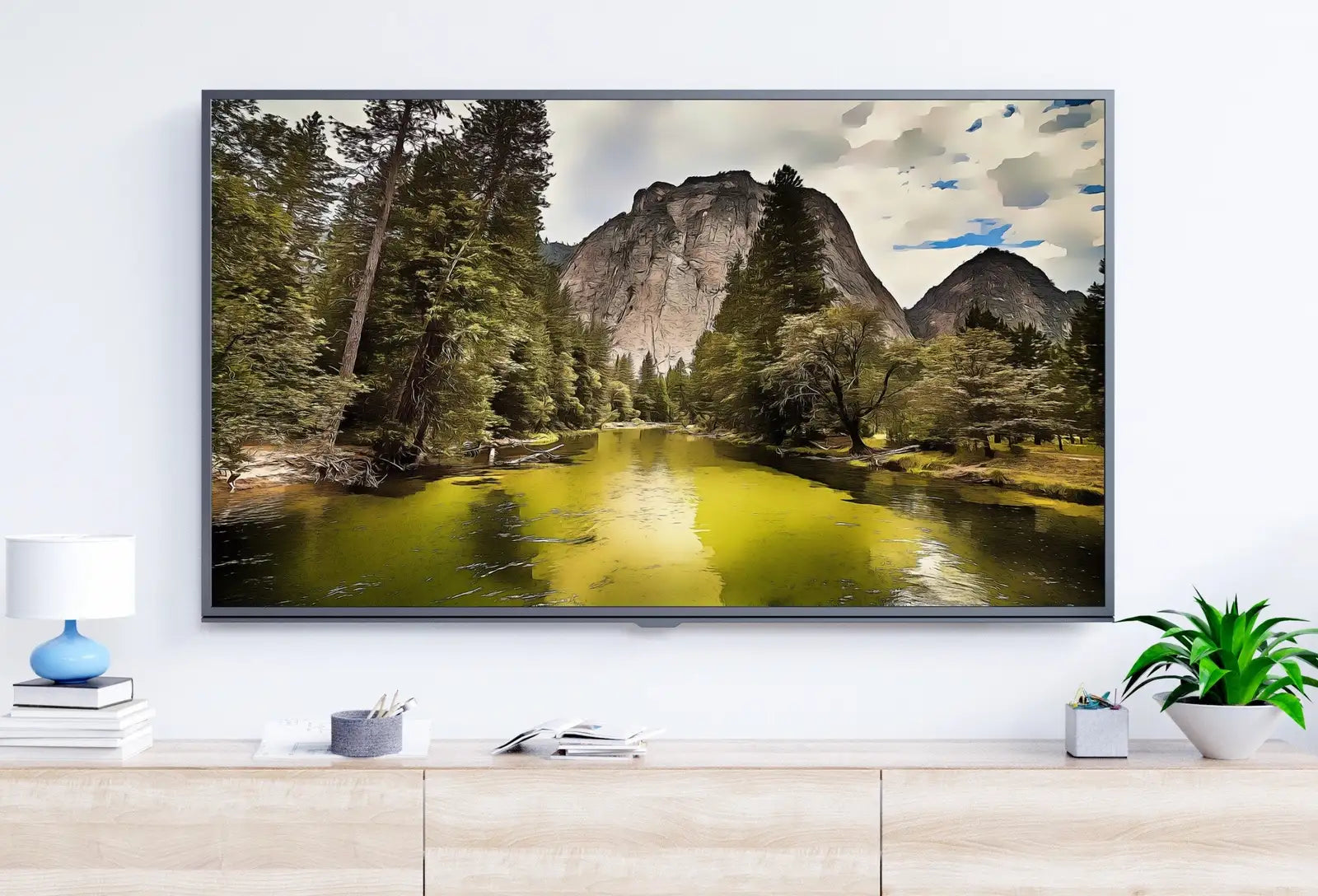 Detail view of artwork from Yosemite National Park Frame TV Art, Digital Download Mountain Wall Art, Artwork for The Frame TV, Landscape Art for Samsung Frame. (variation 1)