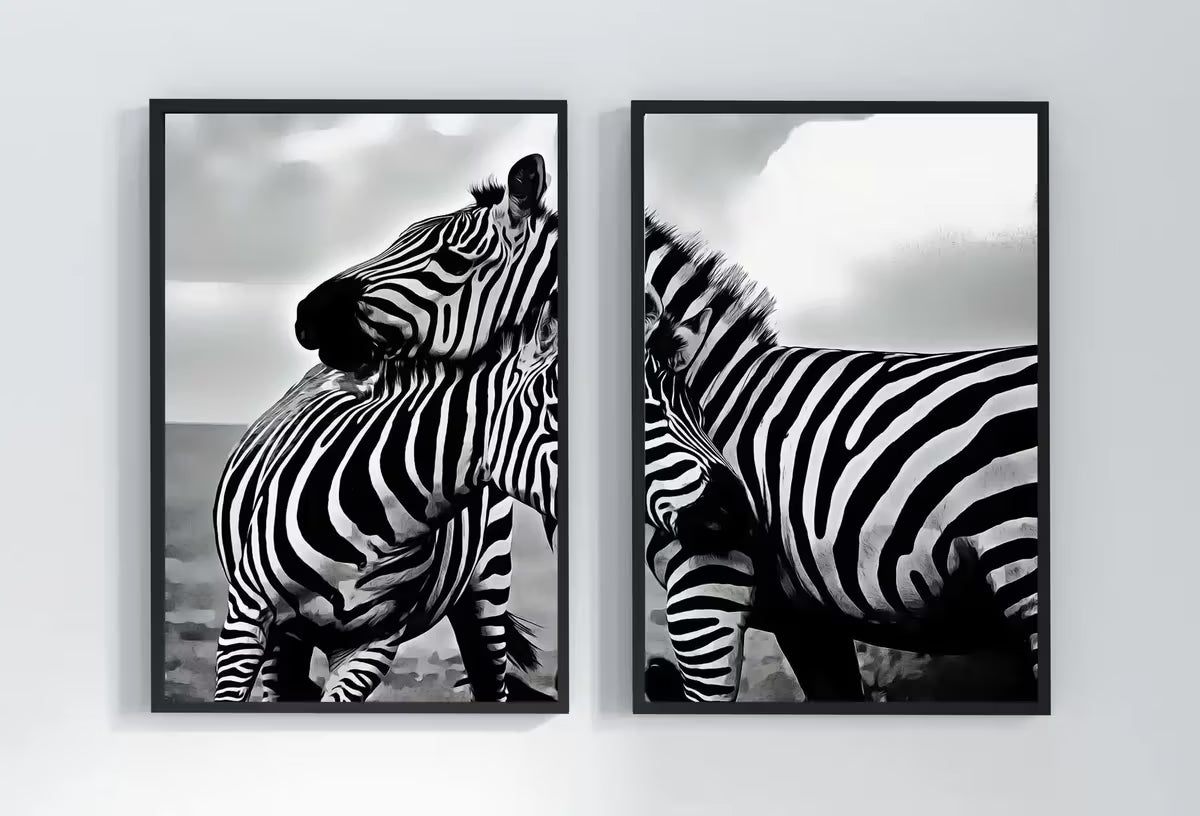 Zebra Love Black and White Set of 2 Prints. Printable Wall Art Zebra Digital Print 2 Piece Wall Art. Instant Download Safari Animals Print – Printable Wall Art Set