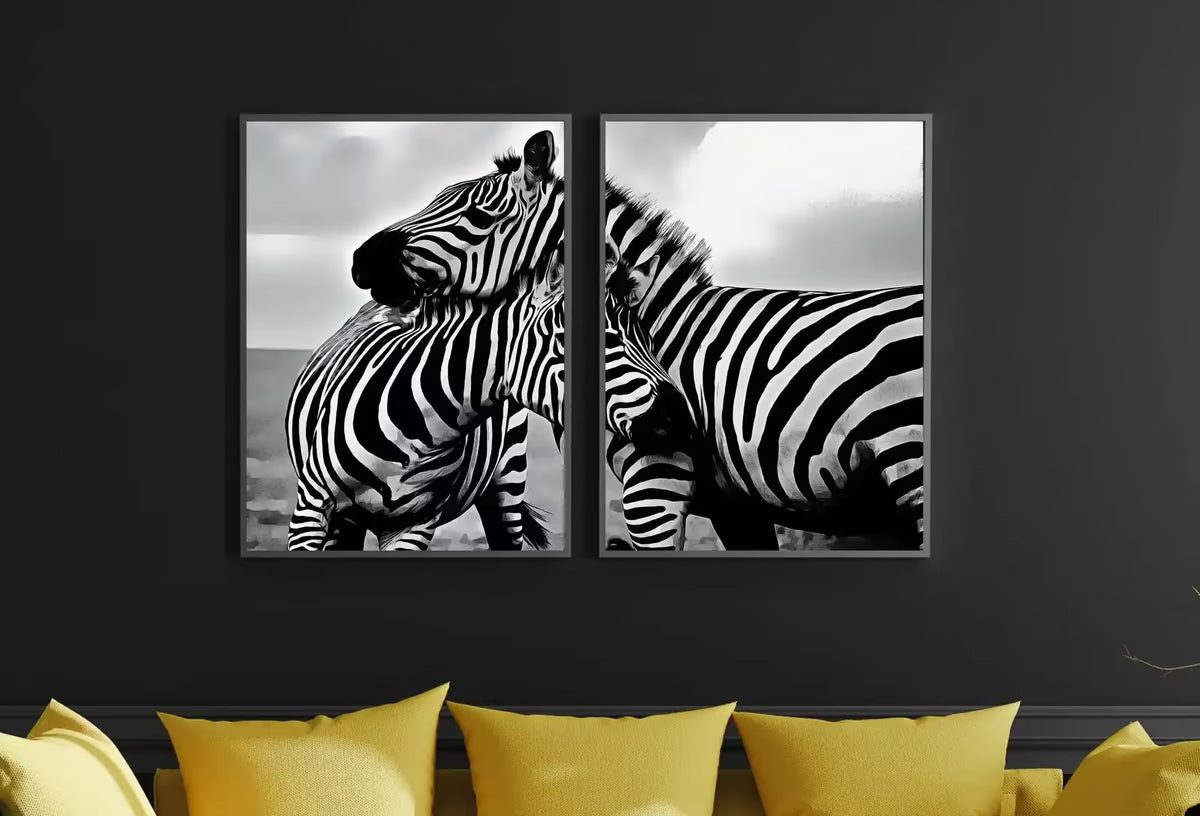 Zebra Love Black and White Set of 2 Prints. Printable Wall Art Zebra Digital Print 2 Piece Wall Art. Instant Download Safari Animals Print – Printable Wall Art Set
