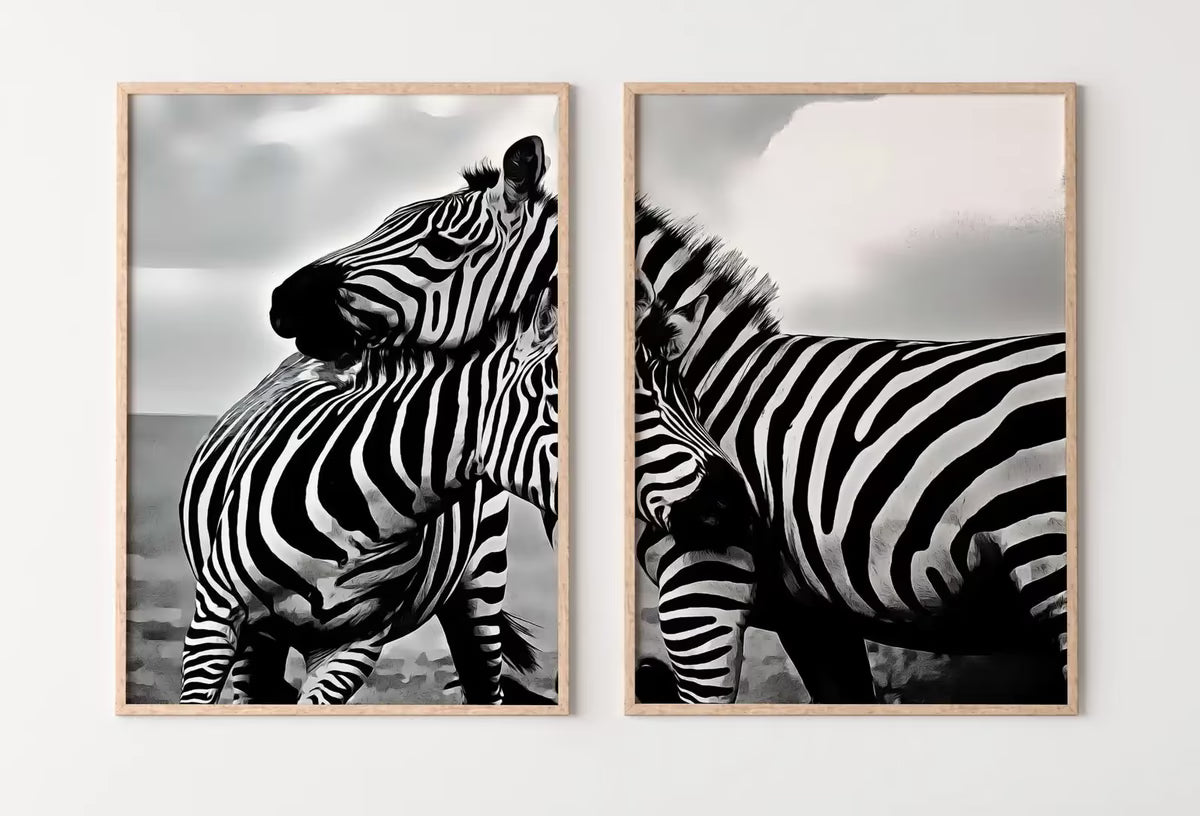 Zebra Love Black and White Set of 2 Prints. Printable Wall Art Zebra Digital Print 2 Piece Wall Art. Instant Download Safari Animals Print – Printable Wall Art Set