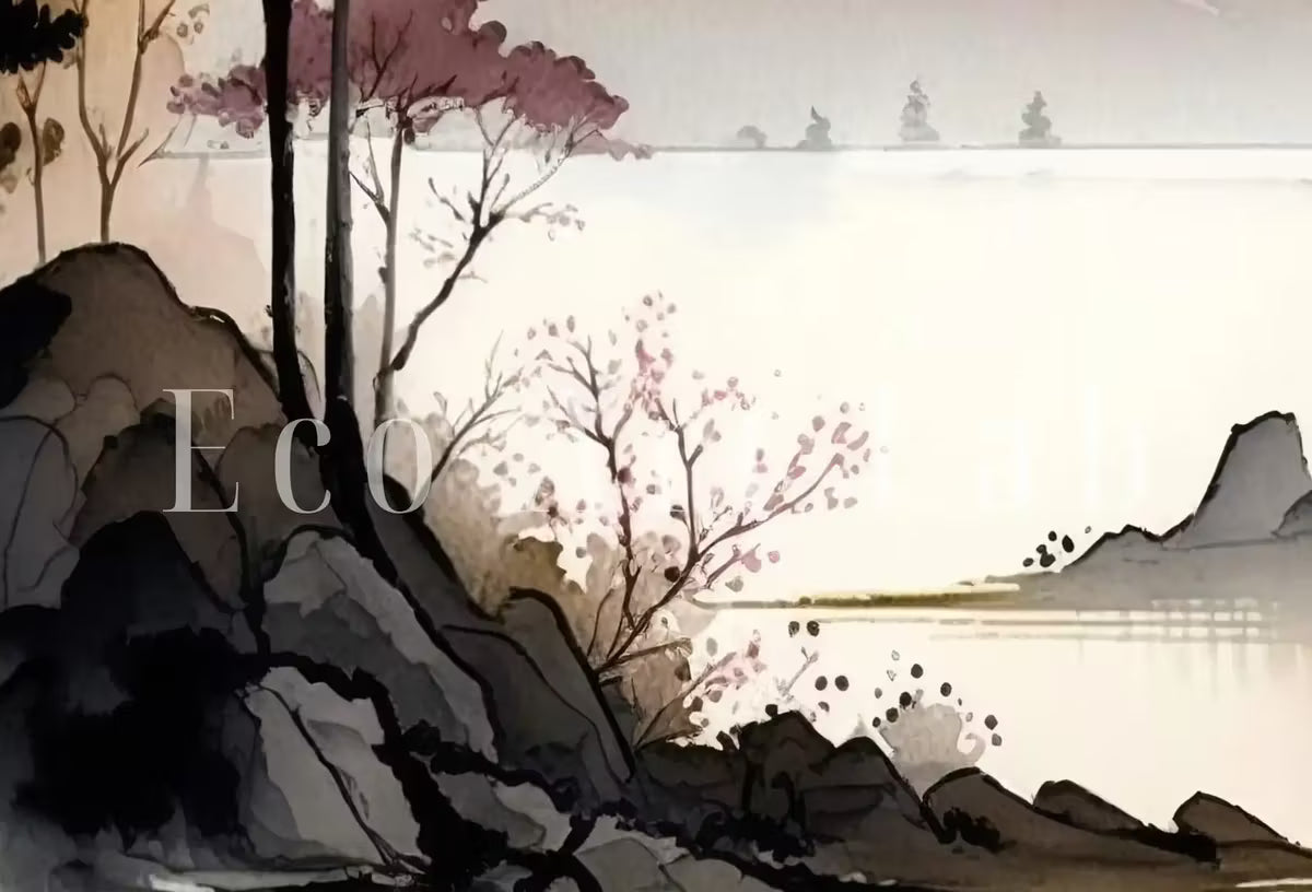 Zen Printable Nature Art. Abstract Japanese Mountain Watercolor Painting. Colorful Forest Landscape. Mountain Forest Art. Printable Wall Art – Printable Wall Art