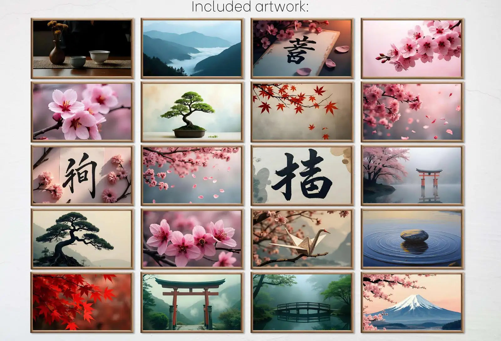 Included artwork preview showing first selection of artworks from Zen Wall Art Japanese Paintings for Samsung Frame TV.