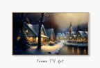 Samsung Frame TV Art 4K Christmas Village | Vintage Holiday Scene Frame TV Art | Winter Town Landscape Painting | Frame TV Digital Download
