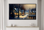 Samsung Frame TV Art 4K Christmas Village | Vintage Holiday Scene Frame TV Art | Winter Town Landscape Painting | Frame TV Digital Download