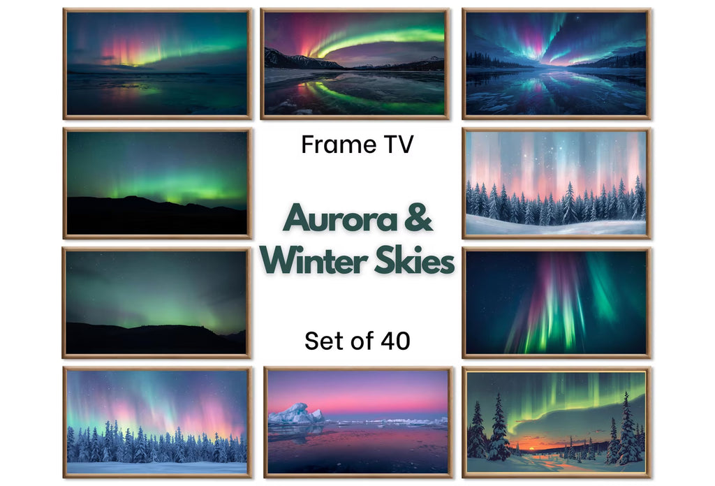 Aurora & Winter Skies Frame TV Art - Northern Lights Digital Wall Art for Samsung Frame TV