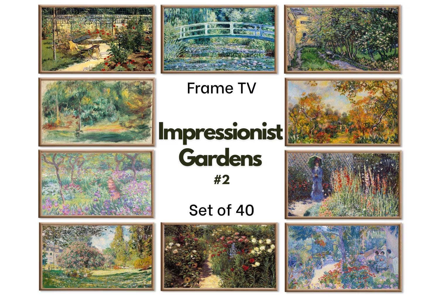 Frame TV Art | French Country Decor | Monet and Impressionist Art | 40 Garden Paintings