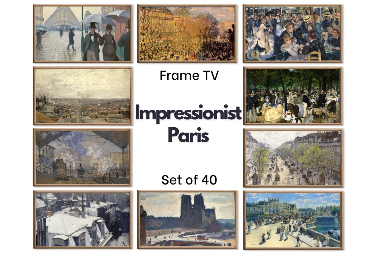 Impressionist Paris Frame TV Art – Monet, Van Gogh French Decor Set (40 Paintings)