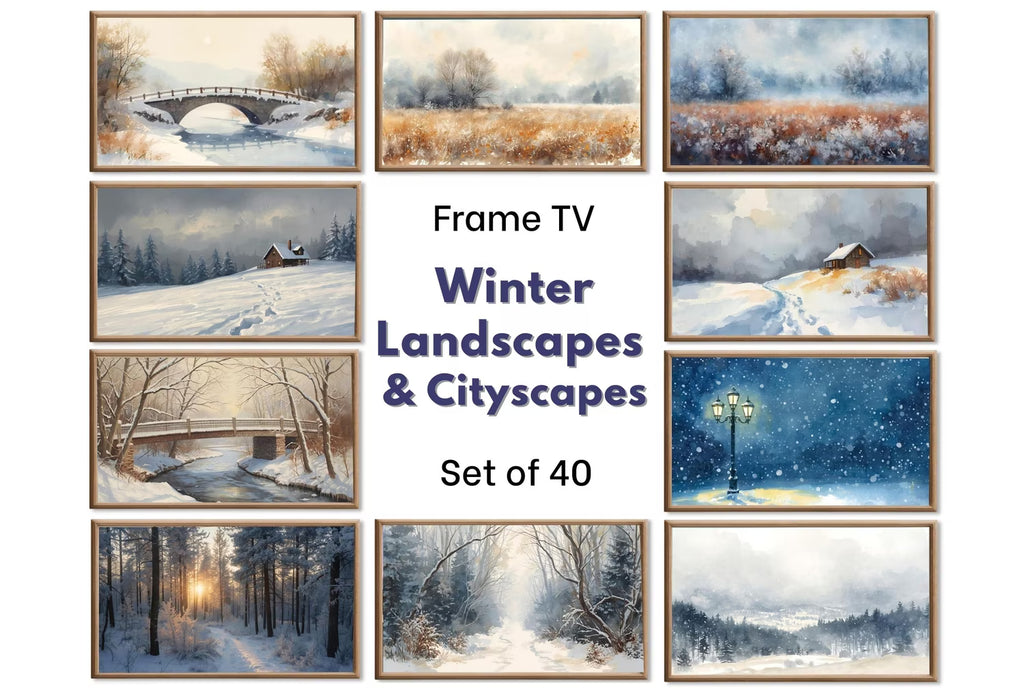 Samsung Frame TV Art Winter Landscapes - Original Paintings - Set of 40 Images