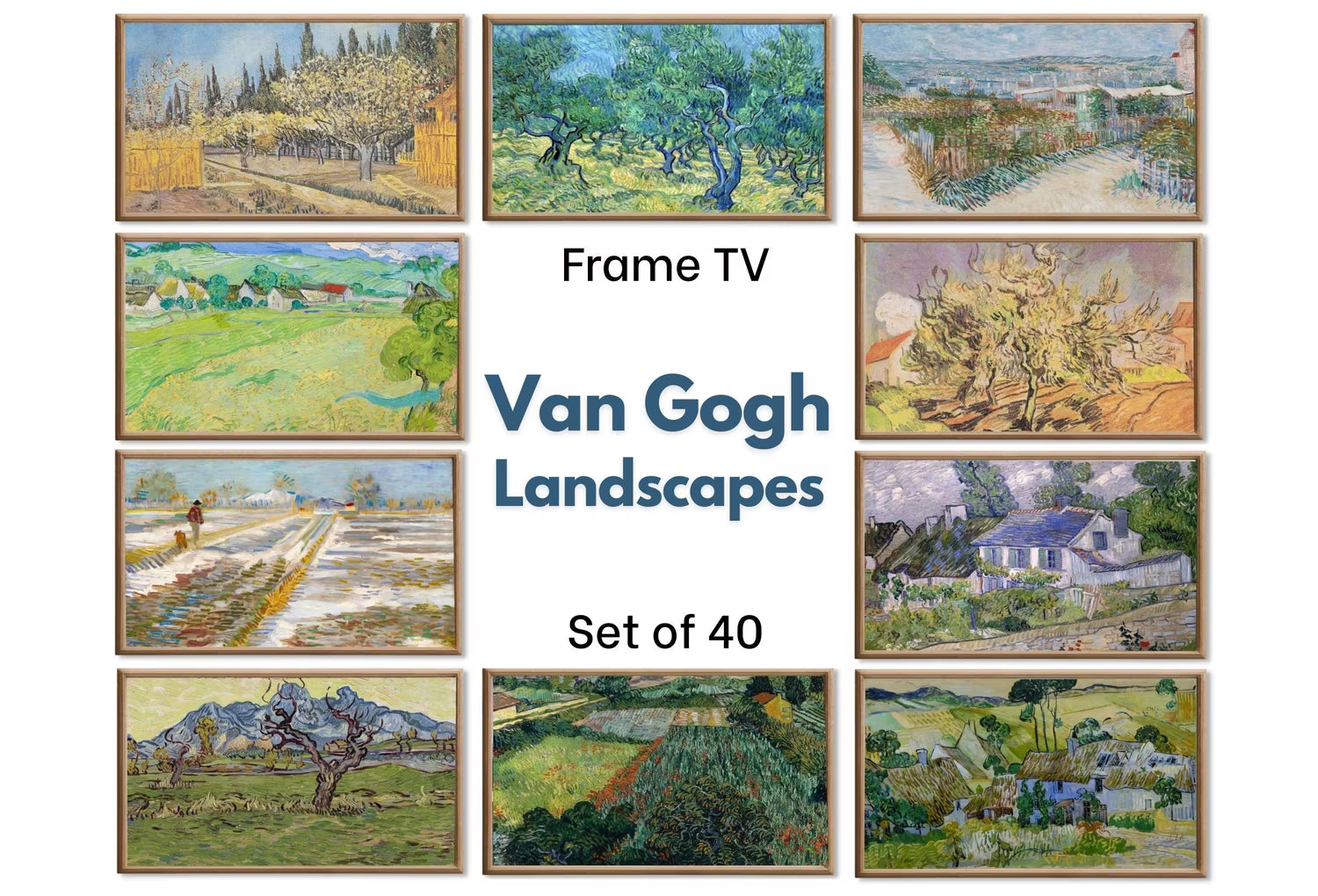 Vincent van Gogh Frame TV Art - Antique Oil Paintings - Landscape Wall Art Set of 40