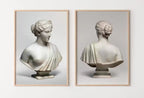 Statue de buste grec : Ensemble de 2 impressions murales - Téléchargement numérique, art de la mythologie grecque pour une décoration esthétique de chambre.