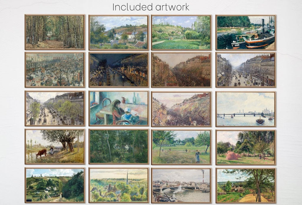 Frame TV Art Pissarro Impressionist Oil Paintings - French Country Decor - Paris Wall Art Set of 40