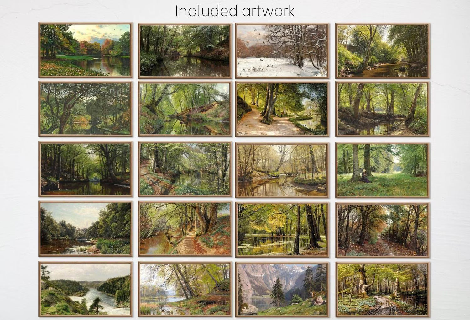 Forest Paintings Frame TV Art - Vintage Artworks - Nature Wall Art Set of 40
