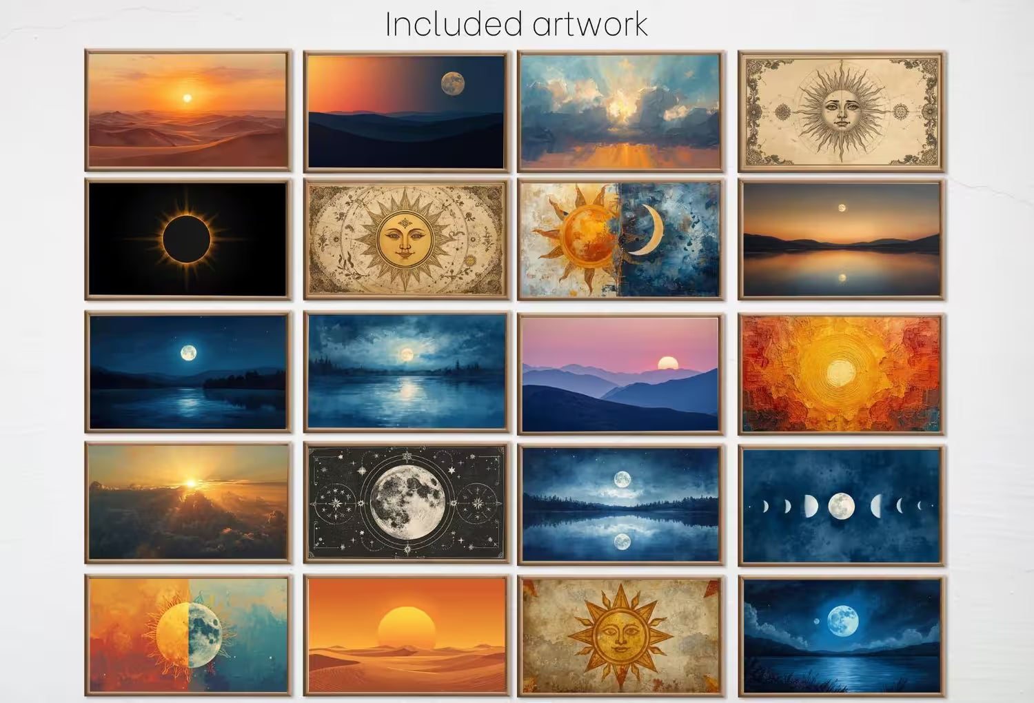 Samsung Frame TV Art - Original Paintings - Sun and Moon Digital Download - 40 Frame TV Art