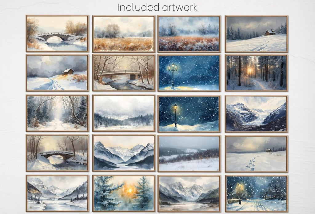 Samsung Frame TV Art Winter Landscapes - Original Paintings - Set of 40 Images