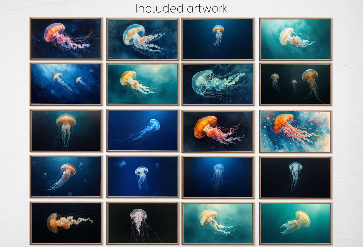 Jellyfish Samsung Frame TV Art - Nautical Decor Unique Wall Art - Ocean Art Set of 40 Paintings