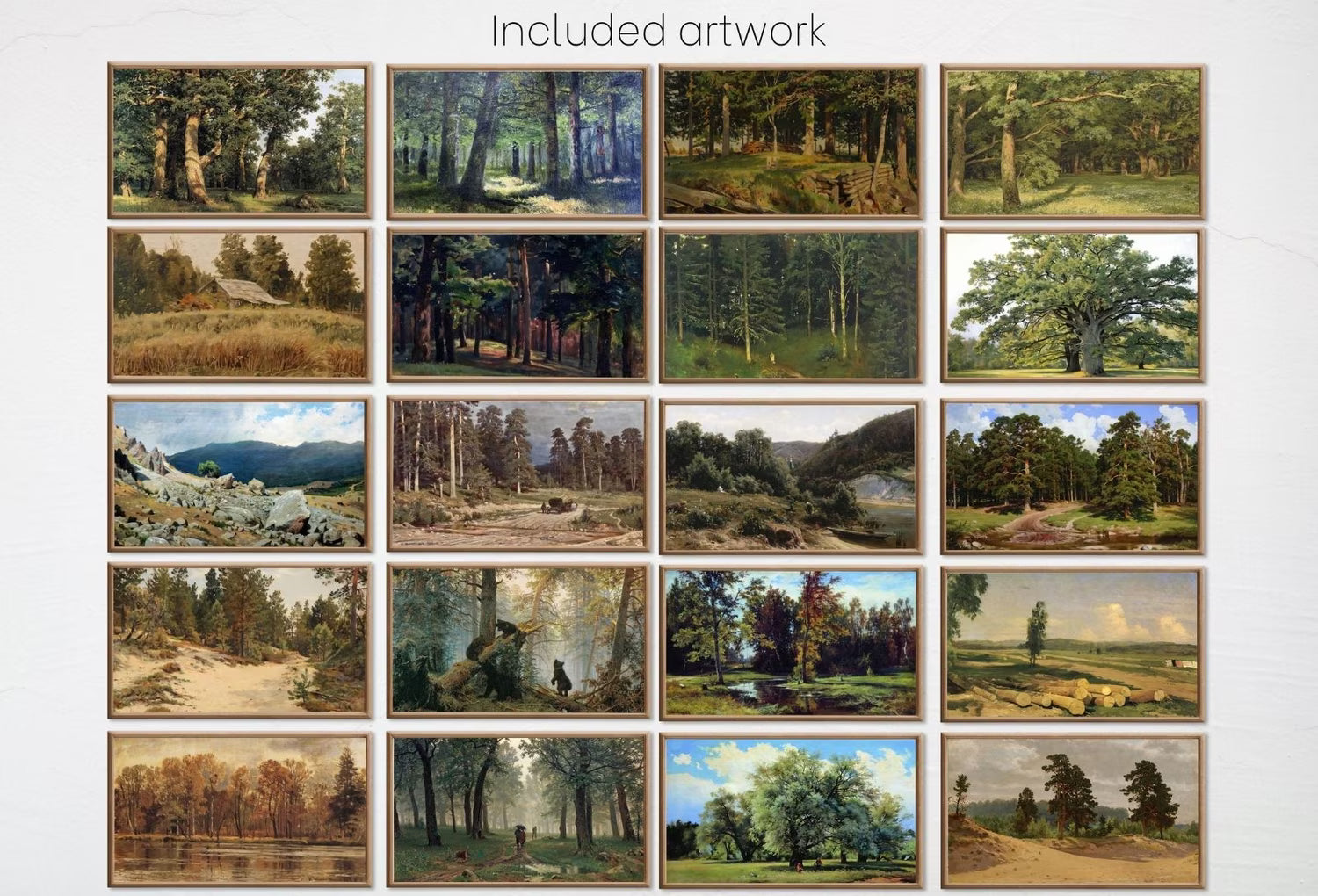 Forest Paintings Nature Wall Art - Samsung Frame TV Art - Vintage oil Paintings Set of 40