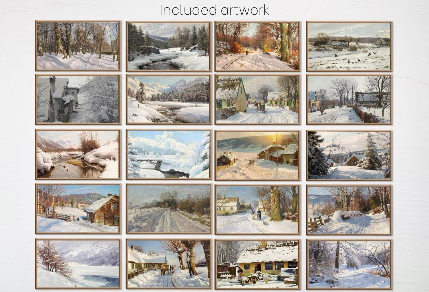 Frame TV Vintage Oil Paintings Winter Art - Nature wall Art