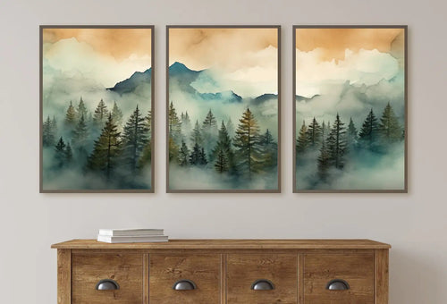 3 Piece Wall Art. Mountain Wall Art. Gallery Wall Set. Set of 3 Prints. Watercolor Mountain Print. Landscape Print Set. Modern Home Decor – Printable Wall Art Set (Digital Download)