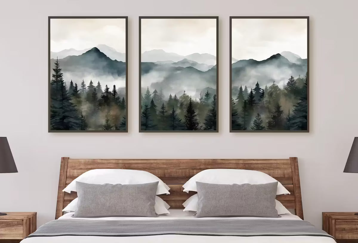3 Piece Wall Art. Mountain Wall Art. Gallery Wall Set. Watercolor Mountain Prints. Set of 3 Prints. Landscape Print Set. Modern Home Decor