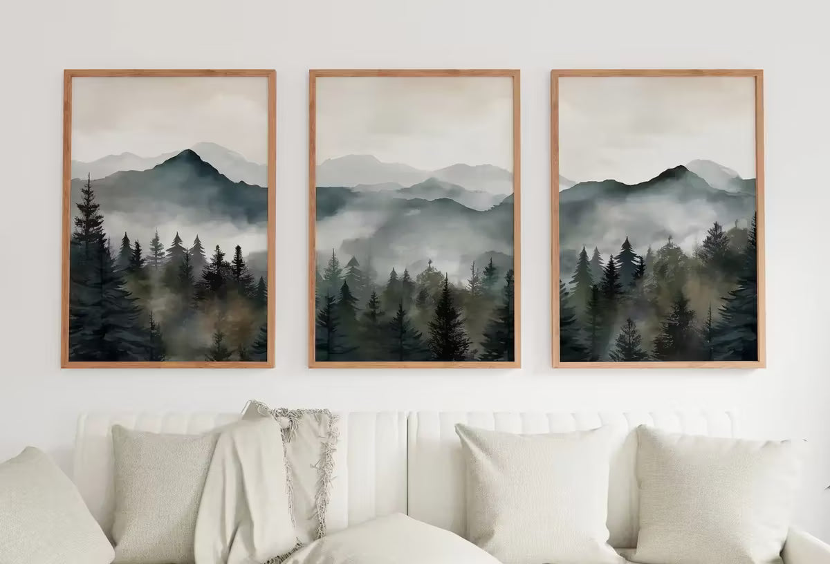 3 Piece Wall Art. Mountain Wall Art. Gallery Wall Set. Watercolor Mountain Prints. Set of 3 Prints. Landscape Print Set. Modern Home Decor