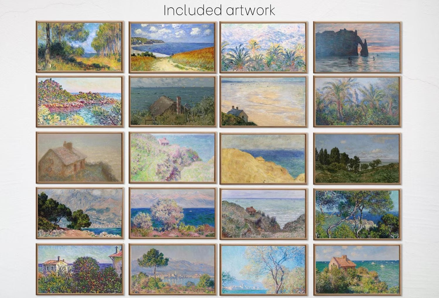 Monet Coastal Art for Samsung TV Frame - Landscape Painting Set of 40