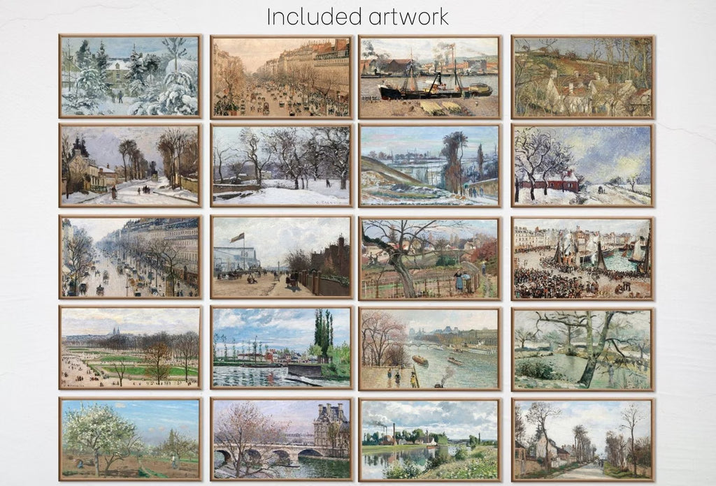 Frame TV Art Pissarro Impressionist Oil Paintings - French Country Decor - Paris Wall Art Set of 40