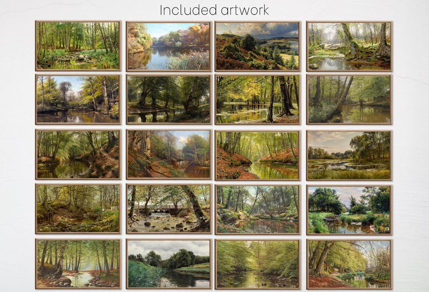 Forest Paintings Frame TV Art - Vintage Artworks - Nature Wall Art Set of 40