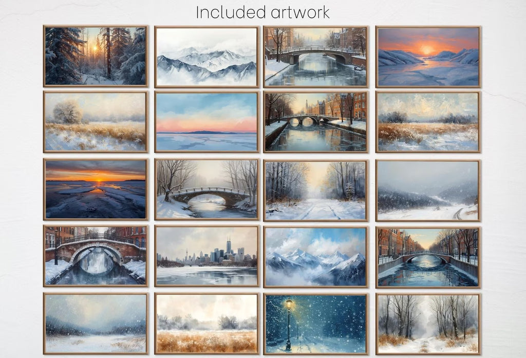 Samsung Frame TV Art Winter Landscapes - Original Paintings - Set of 40 Images