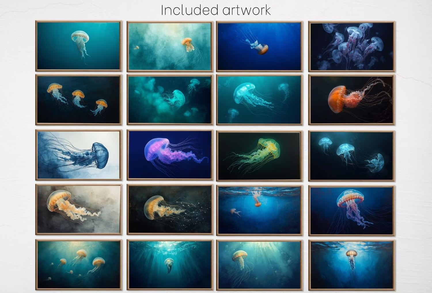 Jellyfish Samsung Frame TV Art - Nautical Decor Unique Wall Art - Ocean Art Set of 40 Paintings