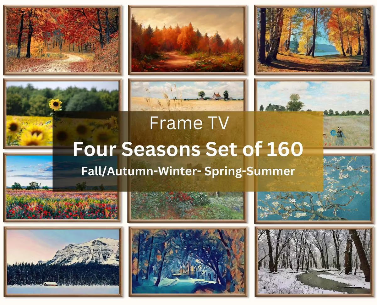 4 Seasons Samsung Frame TV Art – 160 4K Digital Wall Art Set | Autumn, Winter, Spring, Summer Landscape Decor – Frame TV Art Set