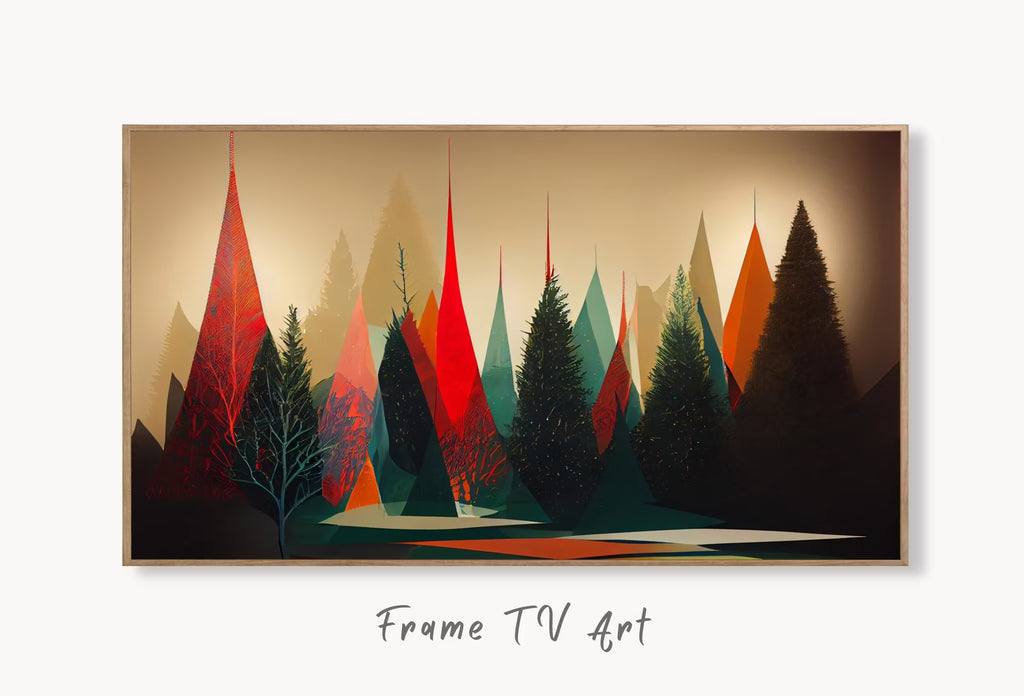 Samsung Frame TV Art 4K Christmas Pine Trees Winter