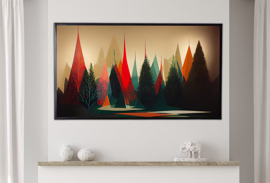 Samsung Frame TV Art 4K Christmas Pine Trees Winter