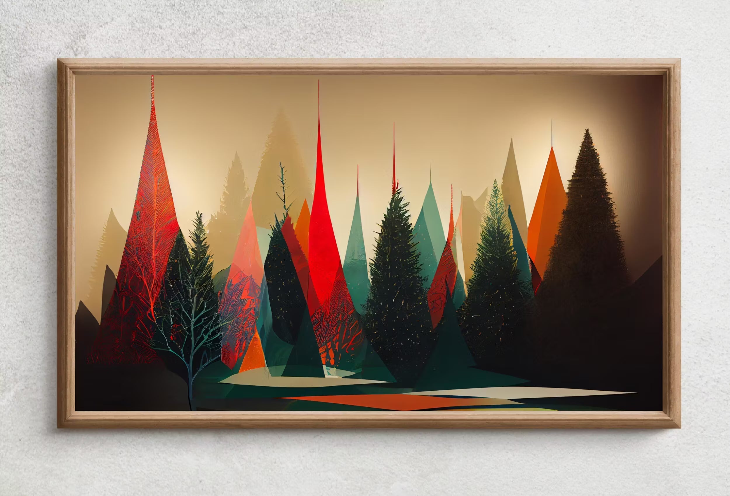 Samsung Frame TV Art 4K Christmas Pine Trees Winter Landscape. Holiday Frame TV Art. Digital Download. Art for Tv Colorful Art for Frame TV