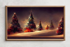 Samsung Frame TV Art 4k Christmas Trees Landscape. Holiday Scene Frame TV Art. Winter Landscape Painting. Colorful Frame TV Digital Download