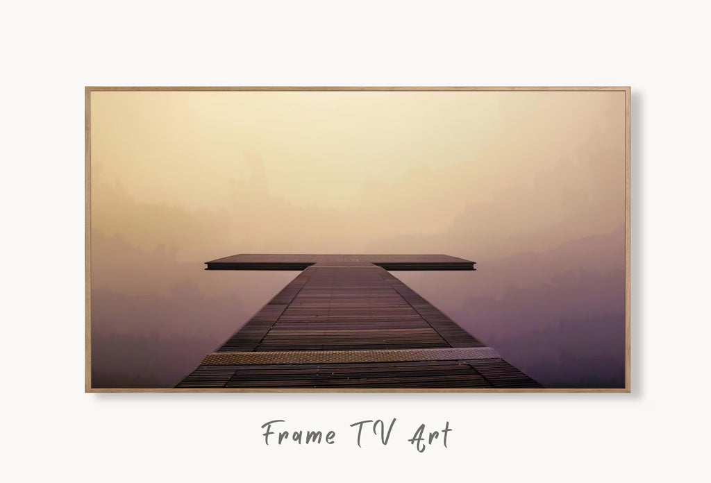 Samsung Frame TV Art 4K Peaceful Wooden Jetty in Calm Waters Digital Painting. Pier Landscape Wall Decor. Instant Download Art for Frame TV