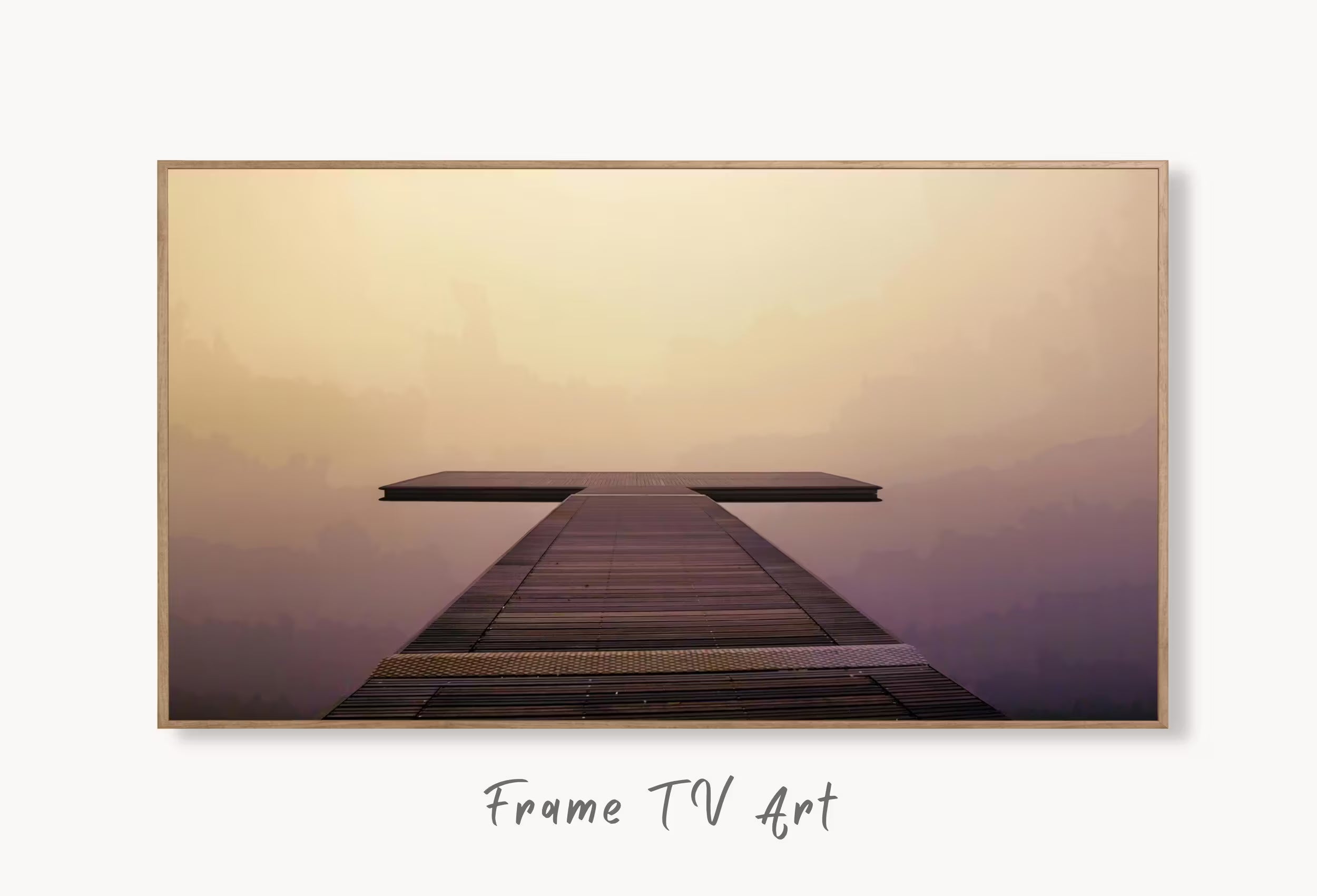 Samsung Frame TV Art 4K Peaceful Wooden Jetty in Calm Waters Digital Painting. Pier Landscape Wall Decor. Instant Download Art for Frame TV