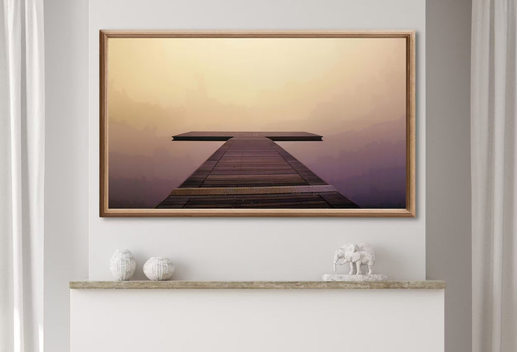 Samsung Frame TV Art 4K Peaceful Wooden Jetty in Calm Waters Digital Painting. Pier Landscape Wall Decor. Instant Download Art for Frame TV