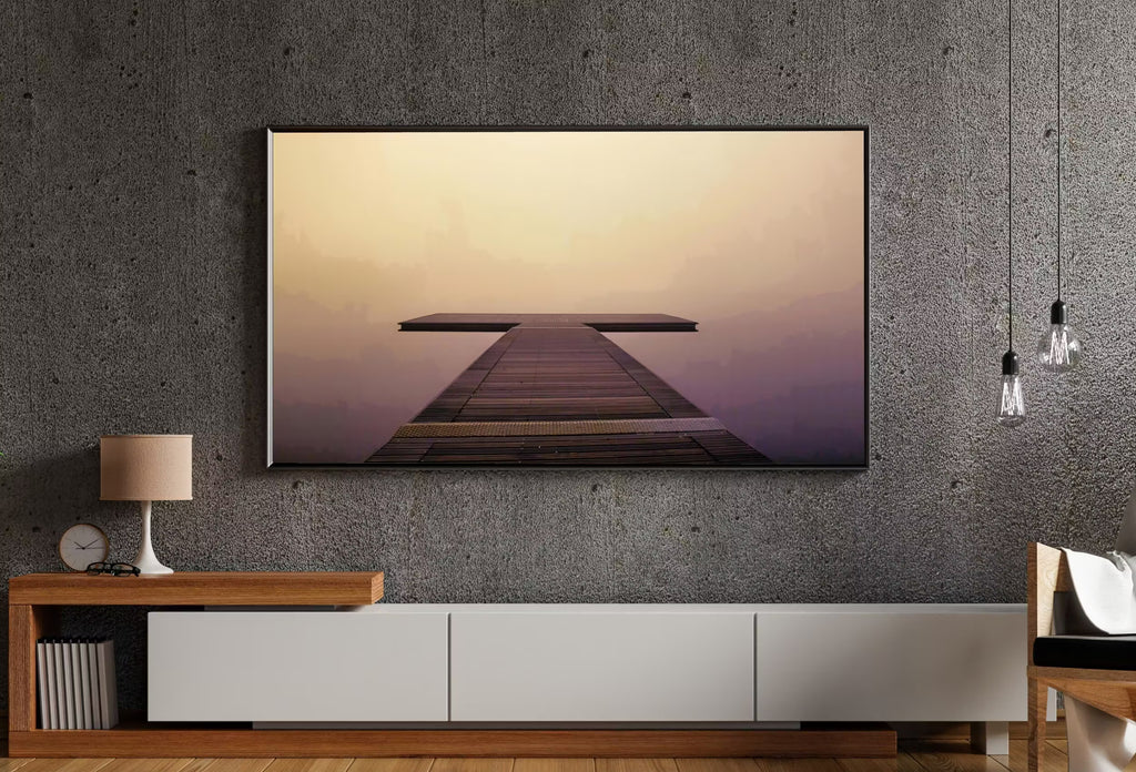 Samsung Frame TV Art 4K Peaceful Wooden Jetty in Calm Waters Digital Painting. Pier Landscape Wall Decor. Instant Download Art for Frame TV