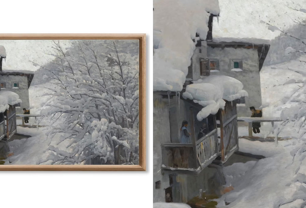 Frame TV Vintage Oil Paintings Winter Art - Nature wall Art